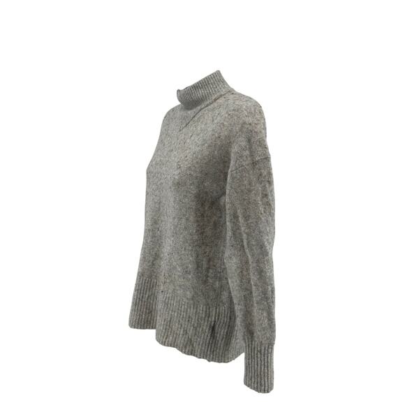 Everlane Mock Neck Sweater WMNS Small Gray Cozy-Stretch Pullover V-shaped Seam - Picture 3 of 7